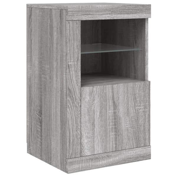 vidaXL Skjenk med LED-lys grå sonoma 142,5x37x67 cm