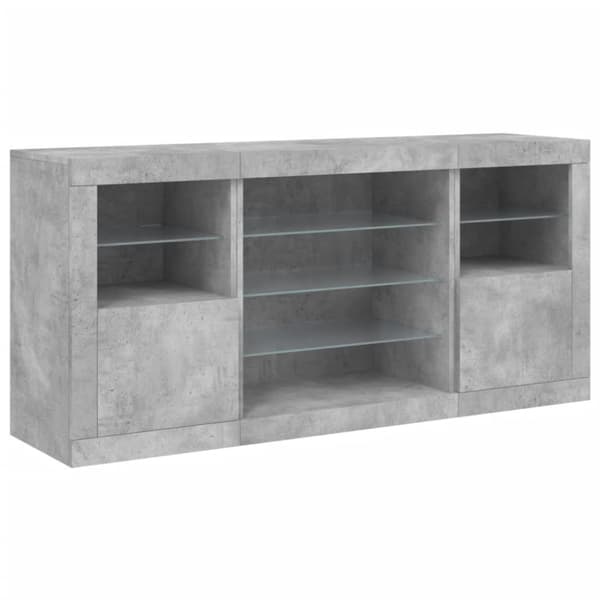 vidaXL Skjenk med LED-lys betonggrå 142,5x37x67 cm