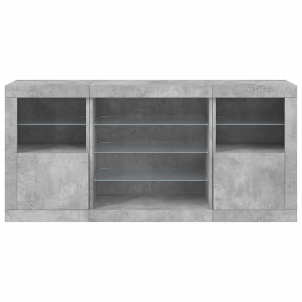 vidaXL Skjenk med LED-lys betonggrå 142,5x37x67 cm