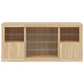 Miniatyrbilde 6 av 11: vidaXL Skjenk med LED-lys sonoma eik 142,5x37x67 cm
