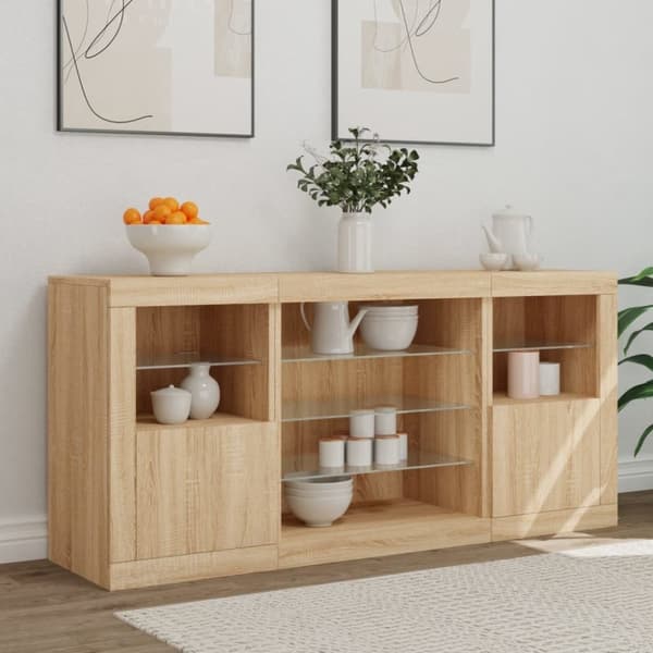 vidaXL Senkki LED-valoilla Sonoma-tammi 142,5x37x67 cm