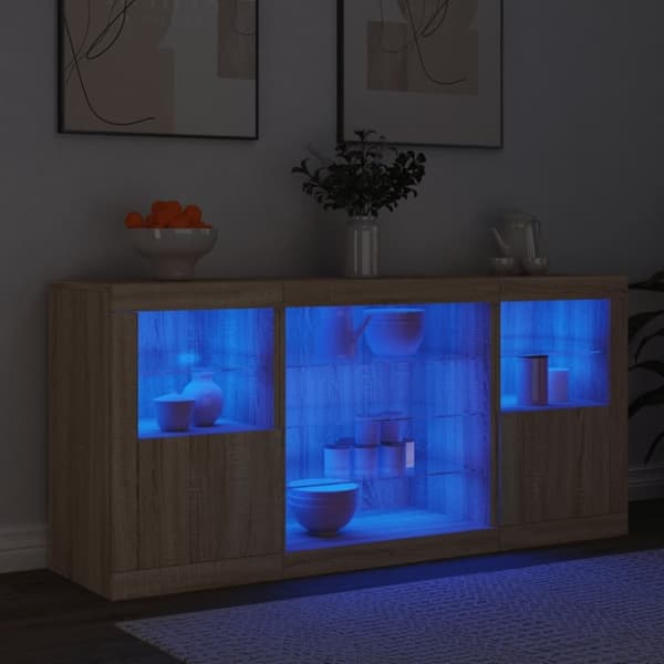 vidaXL Senkki LED-valoilla Sonoma-tammi 142,5x37x67 cm
