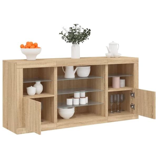 vidaXL Senkki LED-valoilla Sonoma-tammi 142,5x37x67 cm