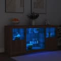 Miniatyrbillede 4 af 11: vidaXL skænk med LED-lys 142,5x37x67 cm brun egetræsfarve