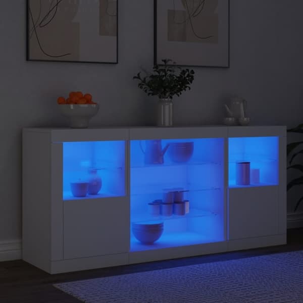 vidaXL Senkki LED-valoilla valkoinen 142,5x37x67 cm