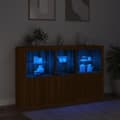 Miniatyrbillede 5 af 11: vidaXL skænk med LED-lys 162x37x100 cm brun egetræsfarve