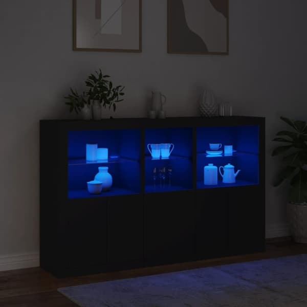 vidaXL Senkki LED-valoilla musta 162x37x100 cm