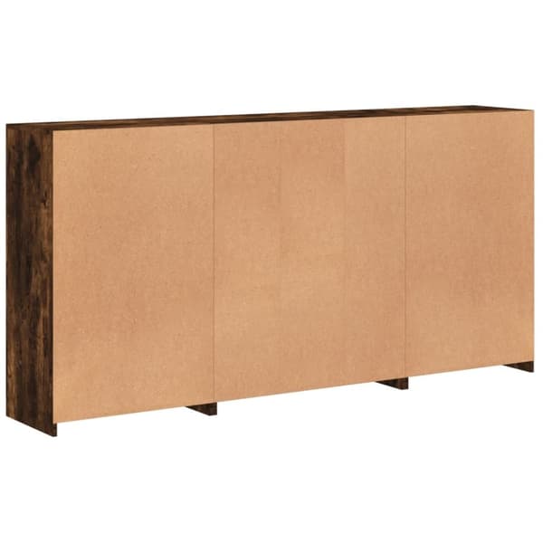 vidaXL Skänk med LED-belysning rökfärgad ek 202x37x100 cm