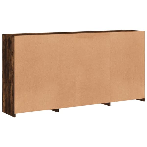 vidaXL Skjenk med LED-lys røkt eik 202x37x100 cm