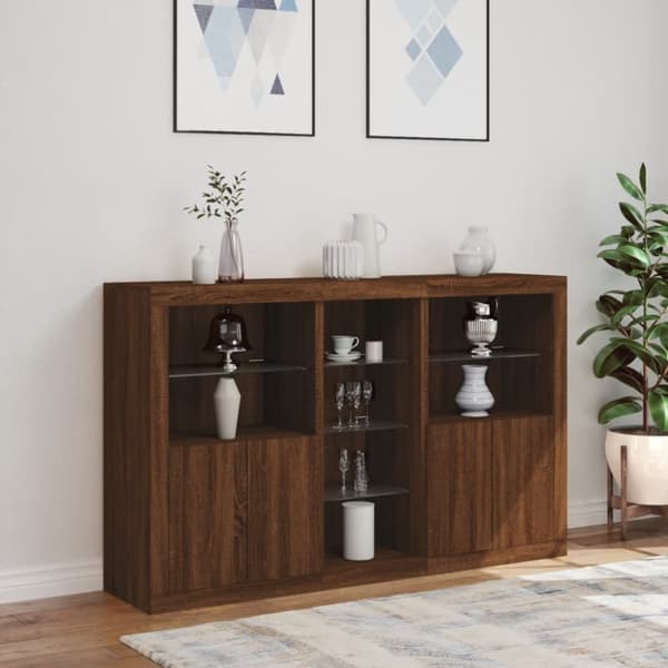 vidaXL Senkki LED-valoilla ruskea tammi 162x37x100 cm