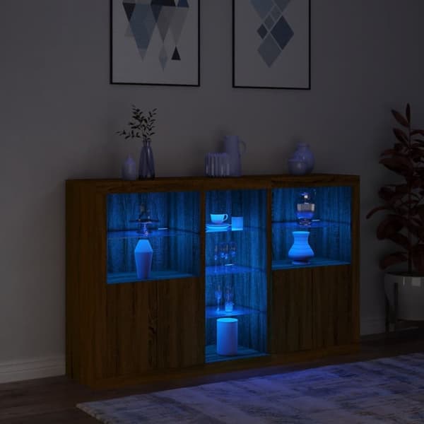 vidaXL Senkki LED-valoilla ruskea tammi 162x37x100 cm