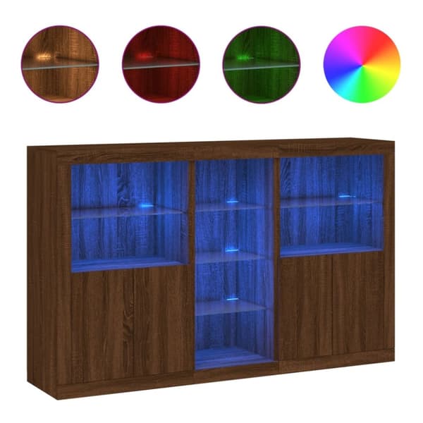 vidaXL Senkki LED-valoilla ruskea tammi 162x37x100 cm