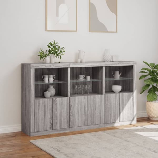 vidaXL Senkki LED-valoilla harmaa Sonoma 181,5x37x100 cm