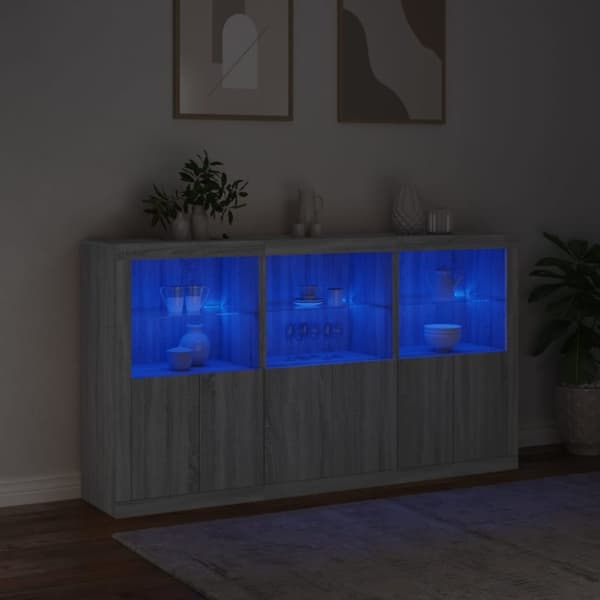 vidaXL Senkki LED-valoilla harmaa Sonoma 181,5x37x100 cm