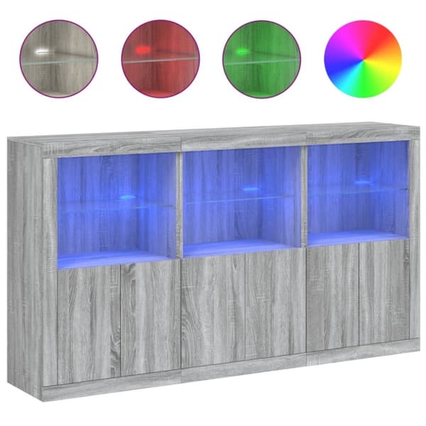 vidaXL Senkki LED-valoilla harmaa Sonoma 181,5x37x100 cm