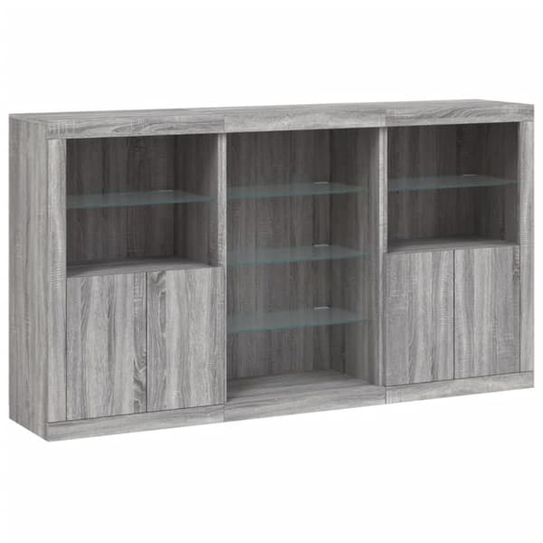 vidaXL skænk med LED-lys 181,5x37x100 cm grå sonoma-eg
