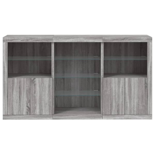 vidaXL skænk med LED-lys 181,5x37x100 cm grå sonoma-eg