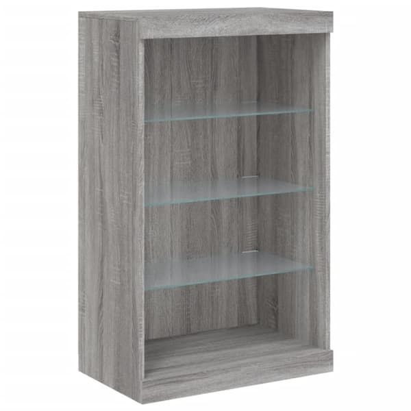 vidaXL skænk med LED-lys 181,5x37x100 cm grå sonoma-eg