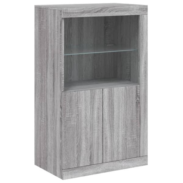 vidaXL skænk med LED-lys 181,5x37x100 cm grå sonoma-eg