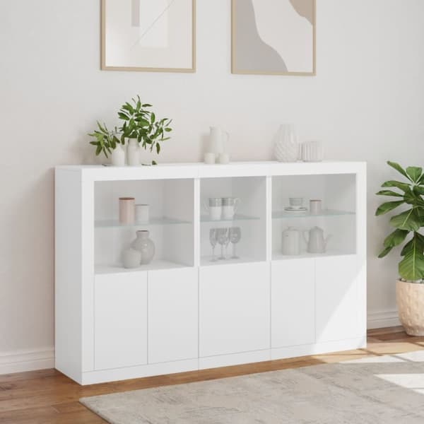 vidaXL Senkki LED-valoilla valkoinen 162x37x100 cm