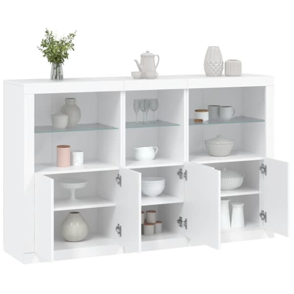 vidaXL skænk med LED-lys 162x37x100 cm hvid