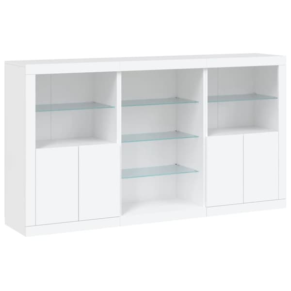 vidaXL Skjenk med LED-lys hvit 181,5x37x100 cm