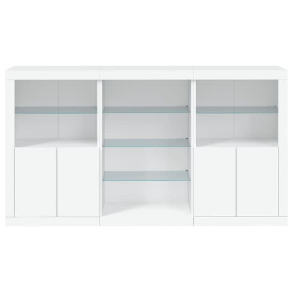 vidaXL Skjenk med LED-lys hvit 181,5x37x100 cm