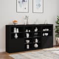 Miniatyrbilde 3 av 11: vidaXL Skjenk med LED-lys svart 202x37x100 cm