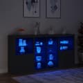 Miniatyrbilde 4 av 11: vidaXL Skjenk med LED-lys svart 202x37x100 cm