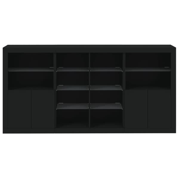 vidaXL Skjenk med LED-lys svart 202x37x100 cm