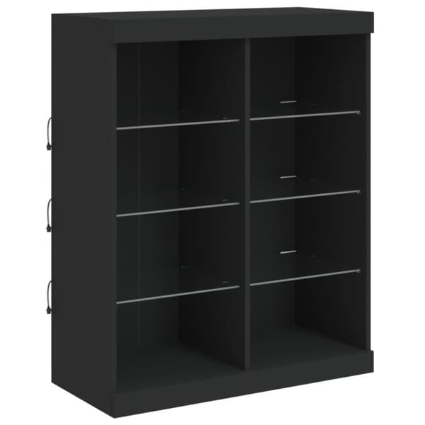 vidaXL Skjenk med LED-lys svart 202x37x100 cm