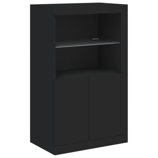 vidaXL Skjenk med LED-lys svart 202x37x100 cm