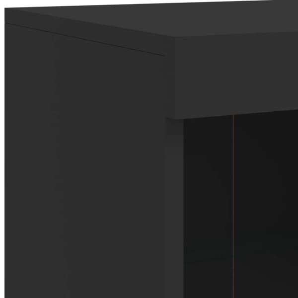 vidaXL Skjenk med LED-lys svart 202x37x100 cm