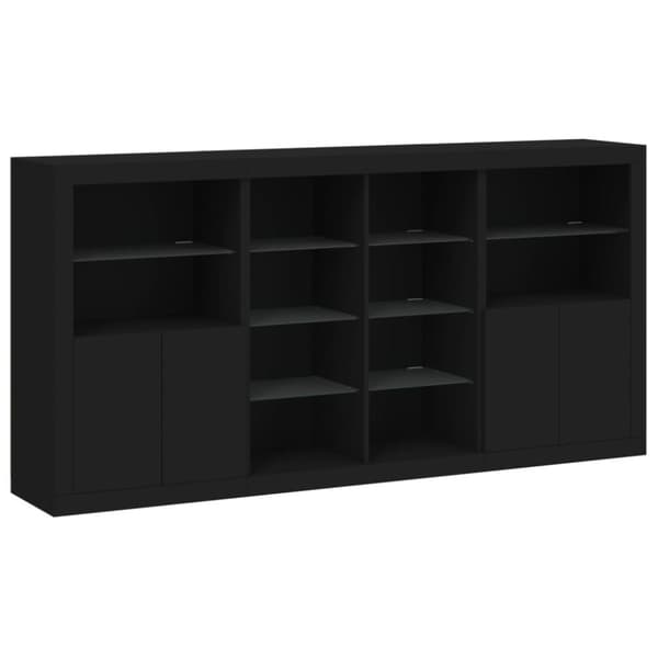 vidaXL Skjenk med LED-lys svart 202x37x100 cm