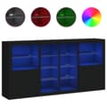 Miniatyrbilde 1 av 11: vidaXL Skjenk med LED-lys svart 202x37x100 cm