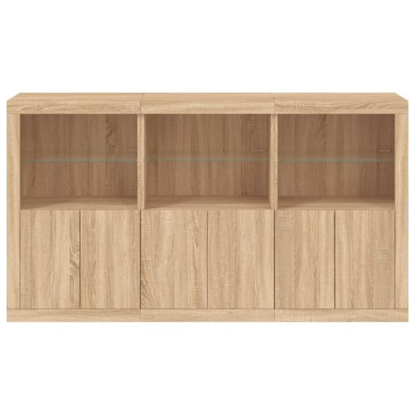 vidaXL Skjenk med LED-lys sonoma eik 181,5x37x100 cm