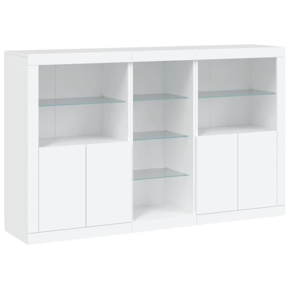 vidaXL Skjenk med LED-lys hvit 162x37x100 cm