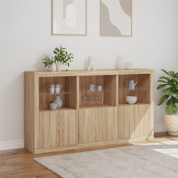 vidaXL Senkki LED-valoilla Sonoma-tammi 181,5x37x100 cm
