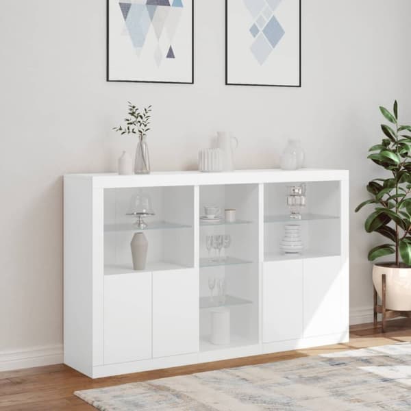 vidaXL Senkki LED-valoilla valkoinen 162x37x100 cm