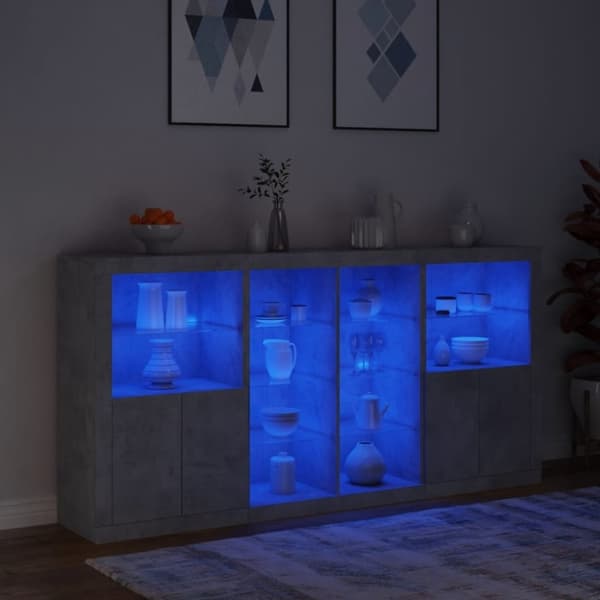 vidaXL Senkki LED-valoilla betoninharmaa 202x37x100 cm
