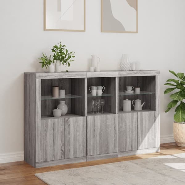 vidaXL Senkki LED-valoilla harmaa Sonoma 162x37x100 cm