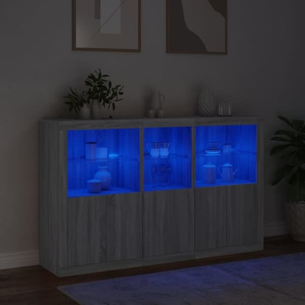 vidaXL Senkki LED-valoilla harmaa Sonoma 162x37x100 cm