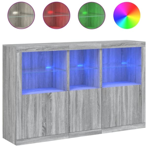vidaXL Senkki LED-valoilla harmaa Sonoma 162x37x100 cm