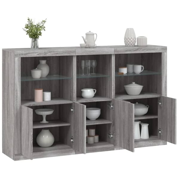 vidaXL Senkki LED-valoilla harmaa Sonoma 162x37x100 cm