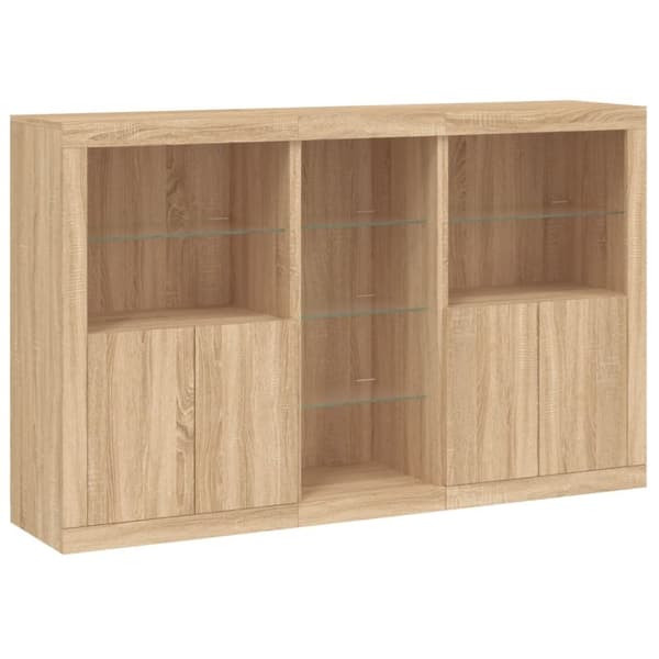vidaXL Skänk med LED-belysning sonoma-ek 162x37x100 cm