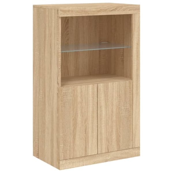 vidaXL Skänk med LED-belysning sonoma-ek 162x37x100 cm