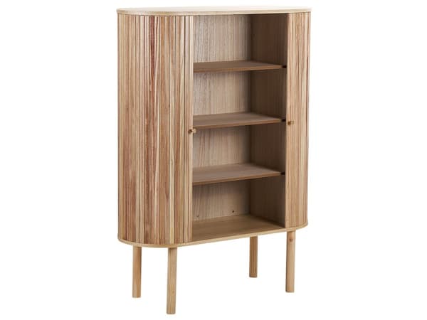 Skjenk i lyst tre MDF Paulownia Wood Front 2 dører sponplate furu ben med 2 hyller Moderne oppbevaringsløsning for soverommet