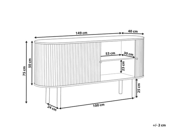 Skjenk i lyst tre MDF Paulownia Wood Front 2 dører sponplate furu ben med 2 hyller Moderne oppbevaringsløsning for soverommet