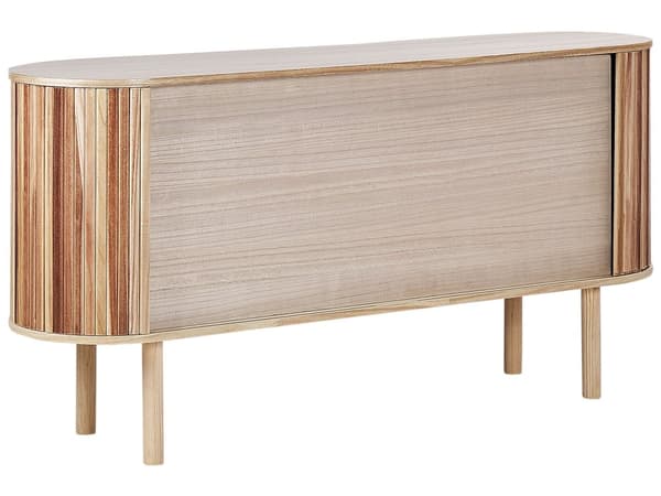 Skjenk i lyst tre MDF Paulownia Wood Front 2 dører sponplate furu ben med 2 hyller Moderne oppbevaringsløsning for soverommet