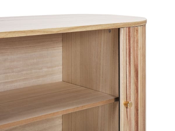 Skjenk i lyst tre MDF Paulownia Wood Front 2 dører sponplate furu ben med 2 hyller Moderne oppbevaringsløsning for soverommet